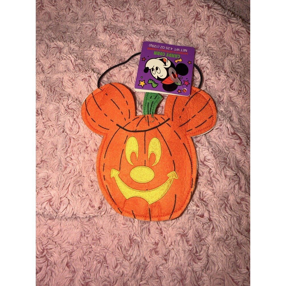 Disney Mickey Pumpkin Pouch Halloween Trick or Treat Ornament NEW No Candy